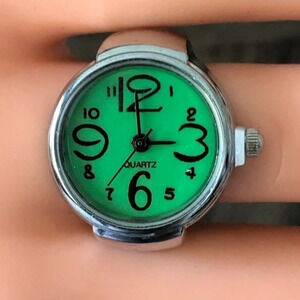 Green & Silver Analog Stretch Ring Watch NWT